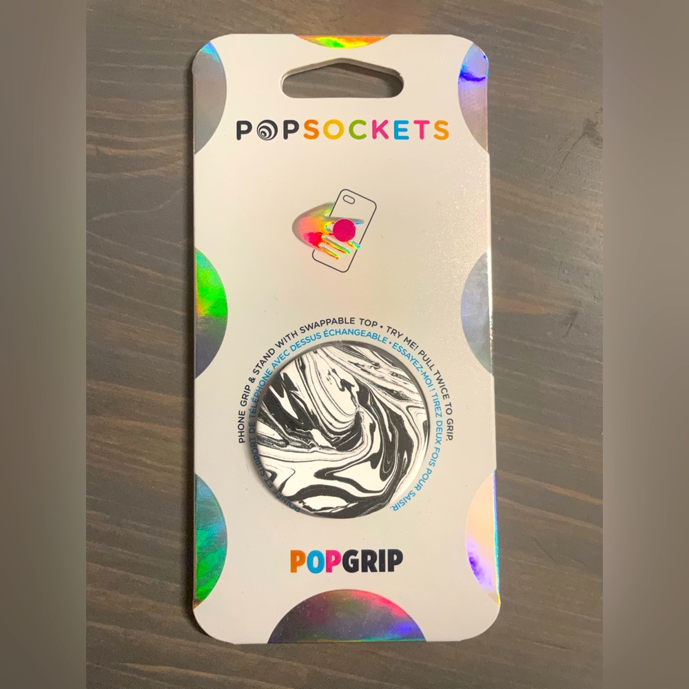 Popsockets Grip with Swappable Top for Cell Phones Black Marble